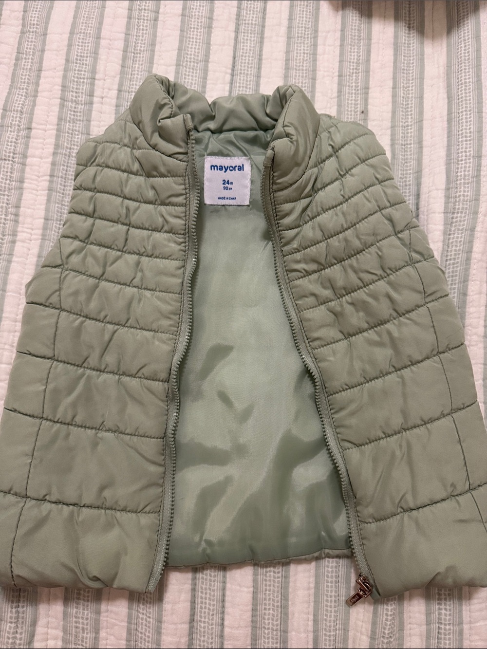 Mayoral Sage Green Quilted Puffer Vest